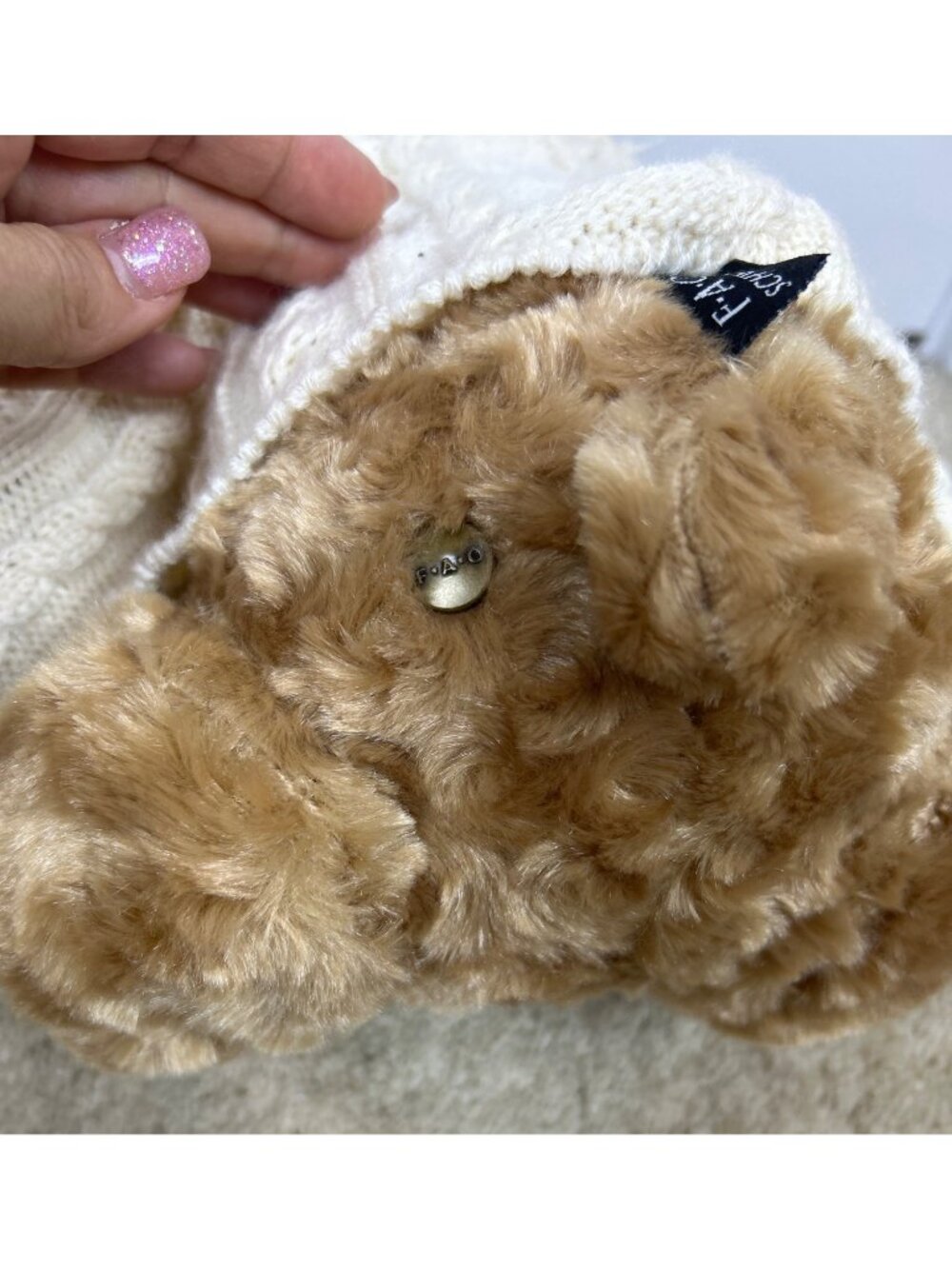 FAO Schwarz Soft Bear Plush 12” Sweater Cardigan Cozy Stuffed Animal Collectible - Picture 9 of 11